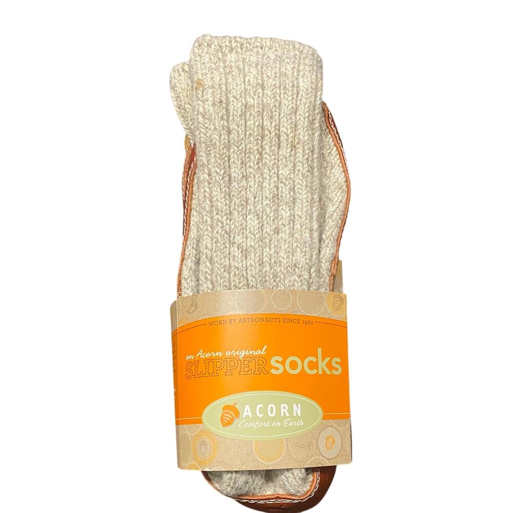 NWT Acorn Women’s Original Slipper Socks Gray Ragg Wool Cozy Knit Small  5.5 - 7